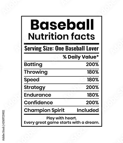 Baseball Nutrition Facts PNG, Athlete Health Graphic for Sports Fitness Training