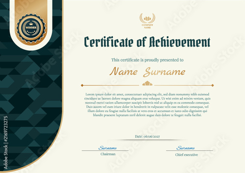 Luxury Landscape Corporate Diploma Design, Creative Elegant Award with Geometric Pattern
