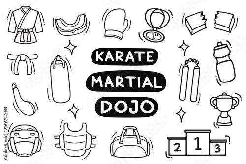 set of karate doodle good for background, wallpaper, element design, icon, etc