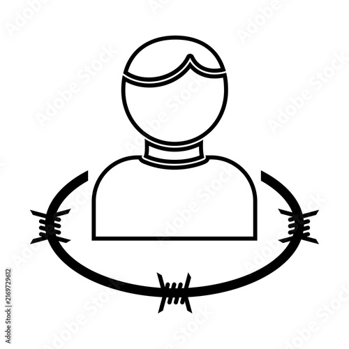 Barbed wire man icon isolated on transparent background