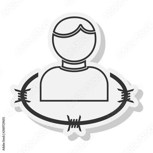 Barbed wire man icon isolated on transparent background