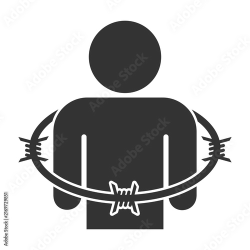 Barbed wire man icon isolated on transparent background