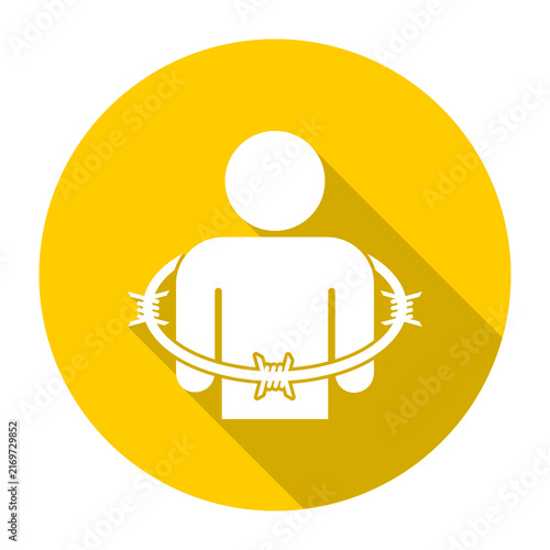 Barbed wire man icon isolated on transparent background