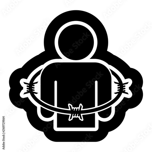 Barbed wire man icon isolated on transparent background