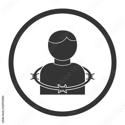 Barbed wire man icon isolated on transparent background
