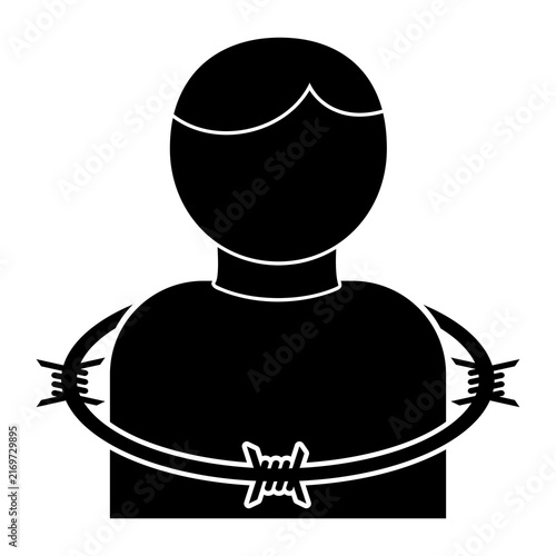 Barbed wire man icon isolated on transparent background
