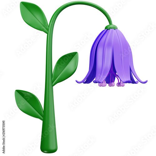 Purple Bluebell Flower 3D Illustrations