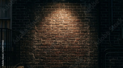 Dark Brick Wall Spotlighted