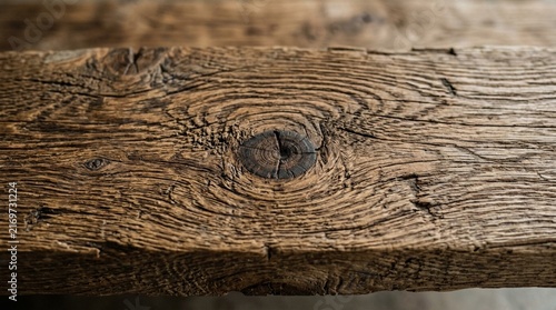 Close-up of weathered wood grain texture with a knot
