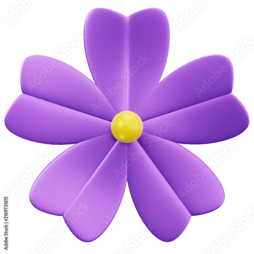 Purple Five Petal Flower 3D Illustrations