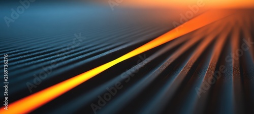 Golden Opportunity: A dynamic abstract composition featuring converging lines in a striking gradient of warm orange and cool blue, suggesting momentum and innovation.