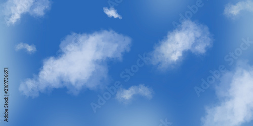 Fotografía Blue sky background with soft white clouds floating across a bright atmospheric scene