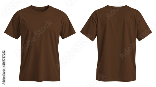 Cuadro en lienzo Blank Brown T-Shirt Mockup Front and Back View Isolated on Transparent Backgroun