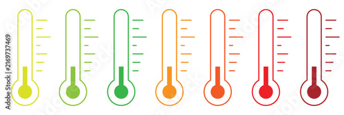 Three thermometers showing different temperatures: hot, cold, and warm.