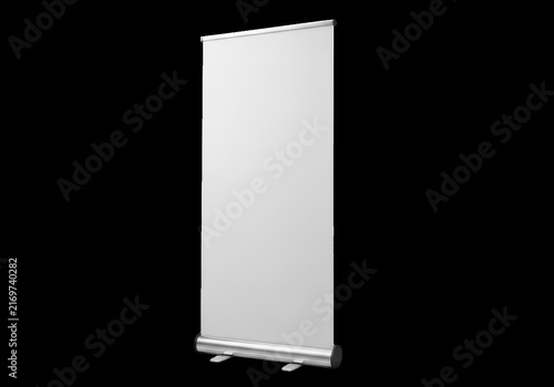 Blank roll up banner stand for marketing display isolated on transparent background