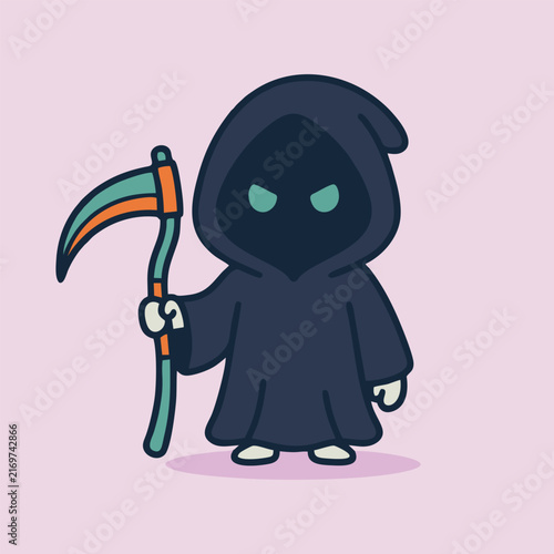 Konstfotografi Grim reaper with scythe Halloween cartoon character