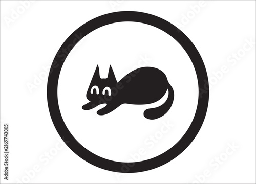 Black Cat Silhouette Vector Collection in Circle Frame