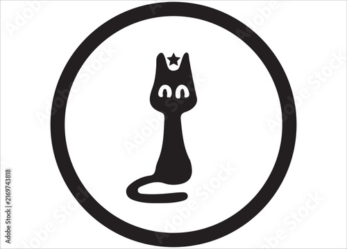 Black Cat Silhouette Vector Collection in Circle Frame