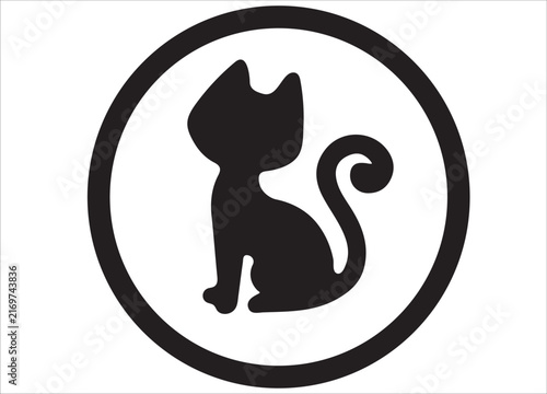 Black Cat Silhouette Vector Collection in Circle Frame
