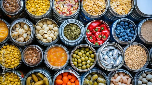 selective focus tidy kitchen with organized food and groceries