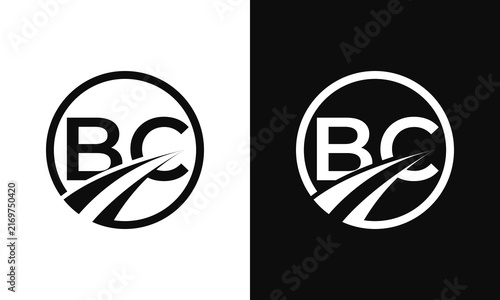BC monogram with circular motion strokes, creating an energetic identity for sports, fitness, and active brands. Vector illustration