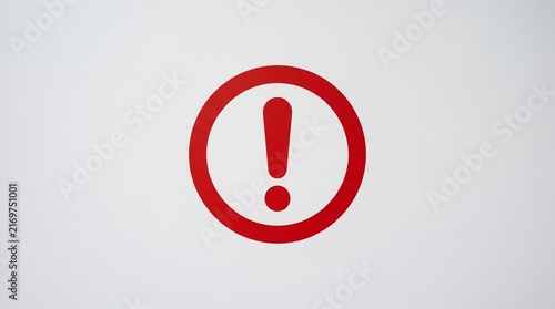 Attention sign featuring exclamation mark against a clean white background