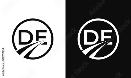 Dynamic DF monogram featuring flowing motion strokes and circular framing, suitable for active brands, performance, and modern identity design.