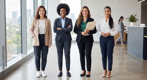 Diverse group of professional businesswomen standing tall
