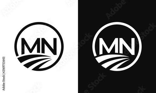Modern mn monogram  Initial Logo with circular framing and flowing strokes.Minimal Monogram Identity Designs. Vector illustration.