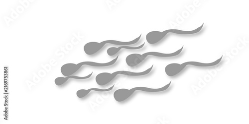 Sperm cells on grey background. Spermatozoon sperm icon isolated on white background. Background of moving sperm. Vector illustration.