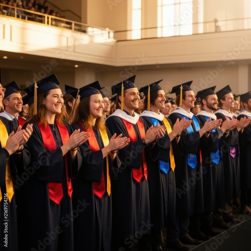 Graduates Applauding at University Graduation Ceremony
