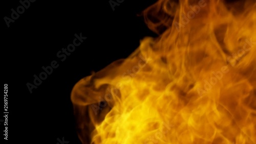 Powerful Burning Fire Flames with Rising Smoke and Glowing Embers