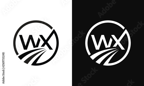 Modern WX monogram with a circular frame and flowing strokes, suitable for professional corporate branding and business identity. Vector illustration.