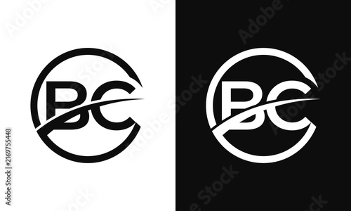 Modern BC monogram with a circular frame and flowing strokes, suitable for professional corporate branding and business identity. Vector illustration.