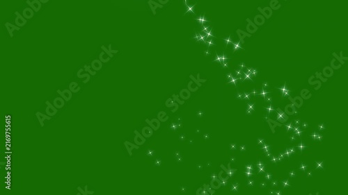 2D White glitter star trail animation with magical fairy dust glow, twinkling starlight particles, glowing doodle stars and clean fantasy transition effect on green background in ultra HD and 4K