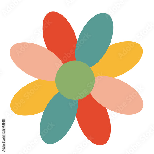 Bright, stylized flower with soft rounded petals. colorful flower vector illustration