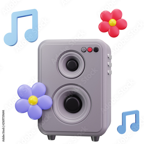 Spring Party Speaker 3D Illustrations