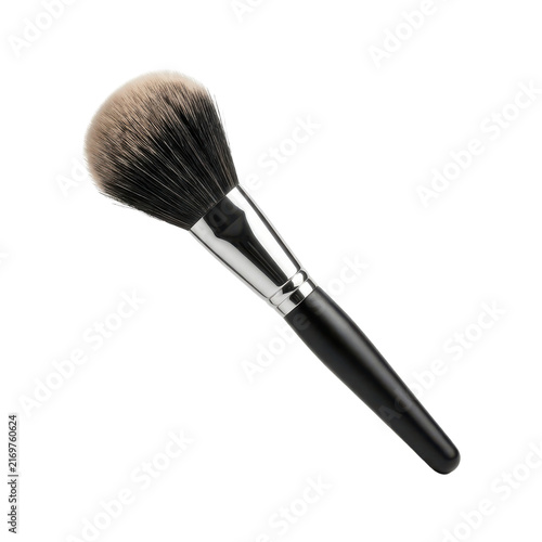 Professional makeup brush with soft bristles, black cosmetic applicator tool, luxury beauty accessory for face powder isolated PNG with Transparent Background