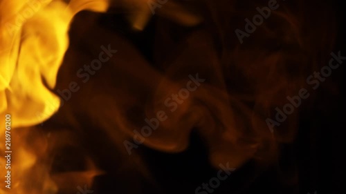 Powerful Burning Fire Flames with Rising Smoke and Glowing Embers