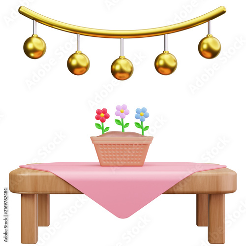 Spring Picnic Table 3D Illustrations