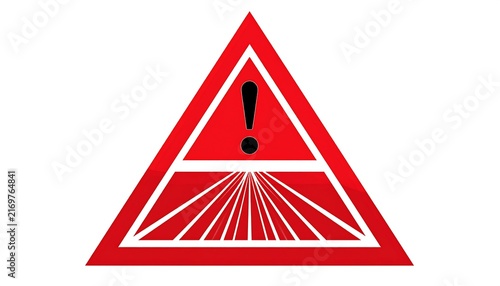 Red warning triangle with radiating lines symbol.