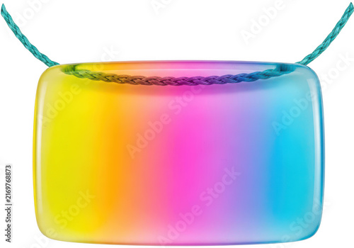Colorful gradient necklace pendant on a blue string isolated on transparent background