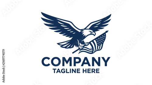 American Eagle Symbolizing Freedom and Patriotism Holding the US Flag.