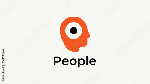 Abstract human head silhouette with eye symbol and text People.