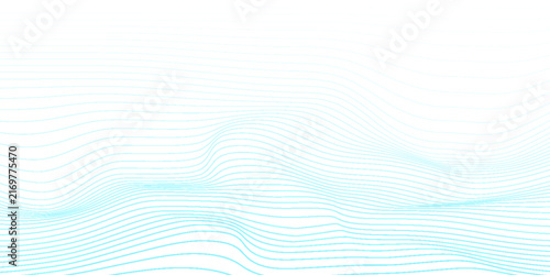 Ocean wave background vector. Abstract blue flowing contour lines with layered curved surfaces and smooth fluid motion. Minimal marine design for banner, poster, cover, wallpaper and presentation