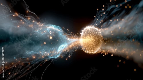 Neural synapse connection biology AI brain cell particle energy background