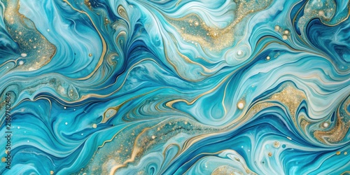 Abstract Blue and Gold Swirling Fluid Art Texture Elegant, Luxurious Background for Design Projects