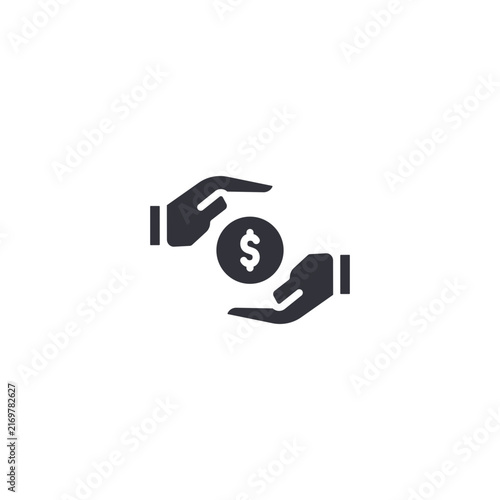 Bribery hand icon featuring money being exchanged, representing corrupt transactions, illegal payments, financial misconduct, and unethical business practices.