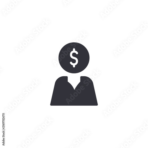 Corrupt official icon featuring a person and money symbol, representing bribery, dishonest officials, unethical influence, and misconduct.