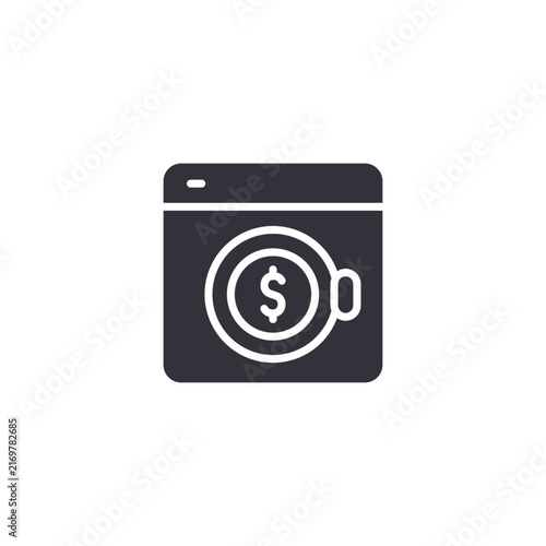 Money laundering icon featuring a washing machine with a dollar symbol, representing financial crime, illegal funds, fraud, and illicit money transactions.